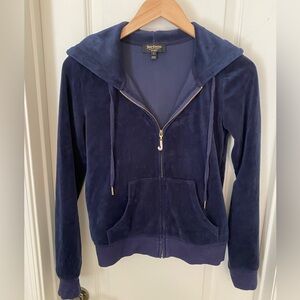 Juicy Couture Velvet Hoodie. Navy. Size Small
